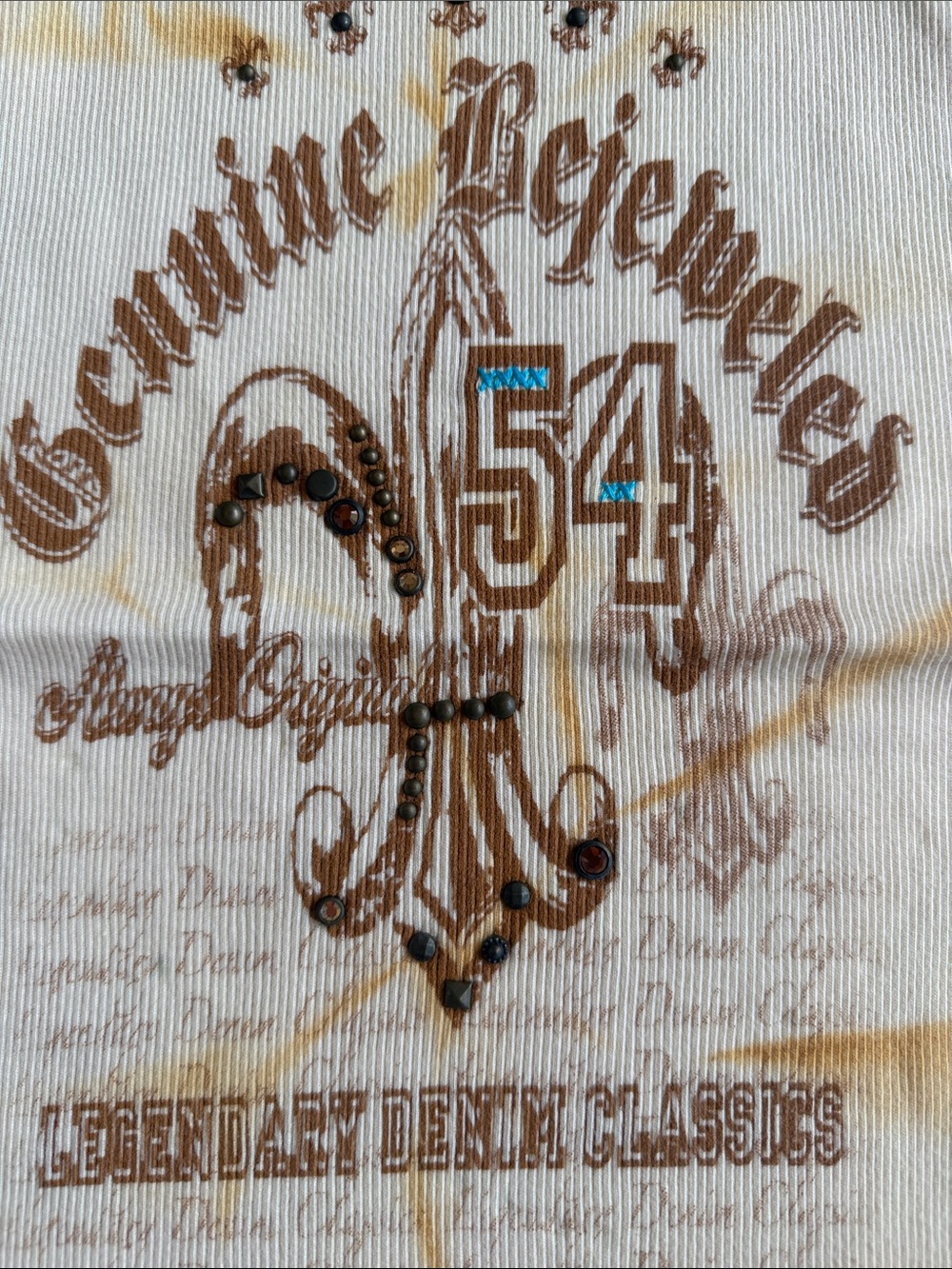 Y2K Yellow Graphic Ribbed Tank Top with Fleur-de-Lis Print - Picture 6 of 6